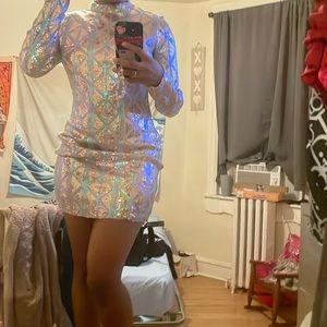 This is a fashion nova dress size large, I am 5’3 but thick